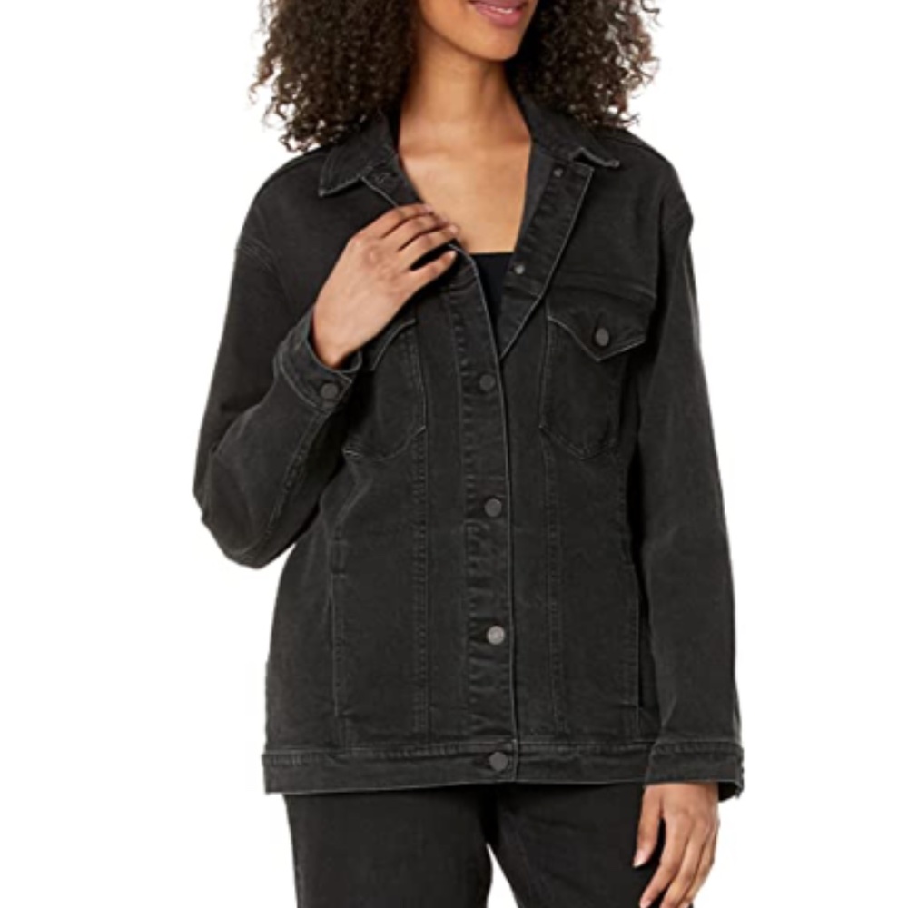 The Drop Women's Andrea Oversized Denim Jacket Size XL in Faded Carbon